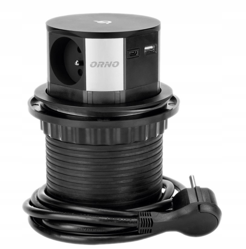 Výsuvná zásuvka z dosky s indukčnou nabíjačkou Usb OR-GM-9017/B Orno