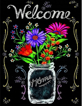 Haft Diamentowy 5D Mozaika Bukiet Kwiatów Welcome