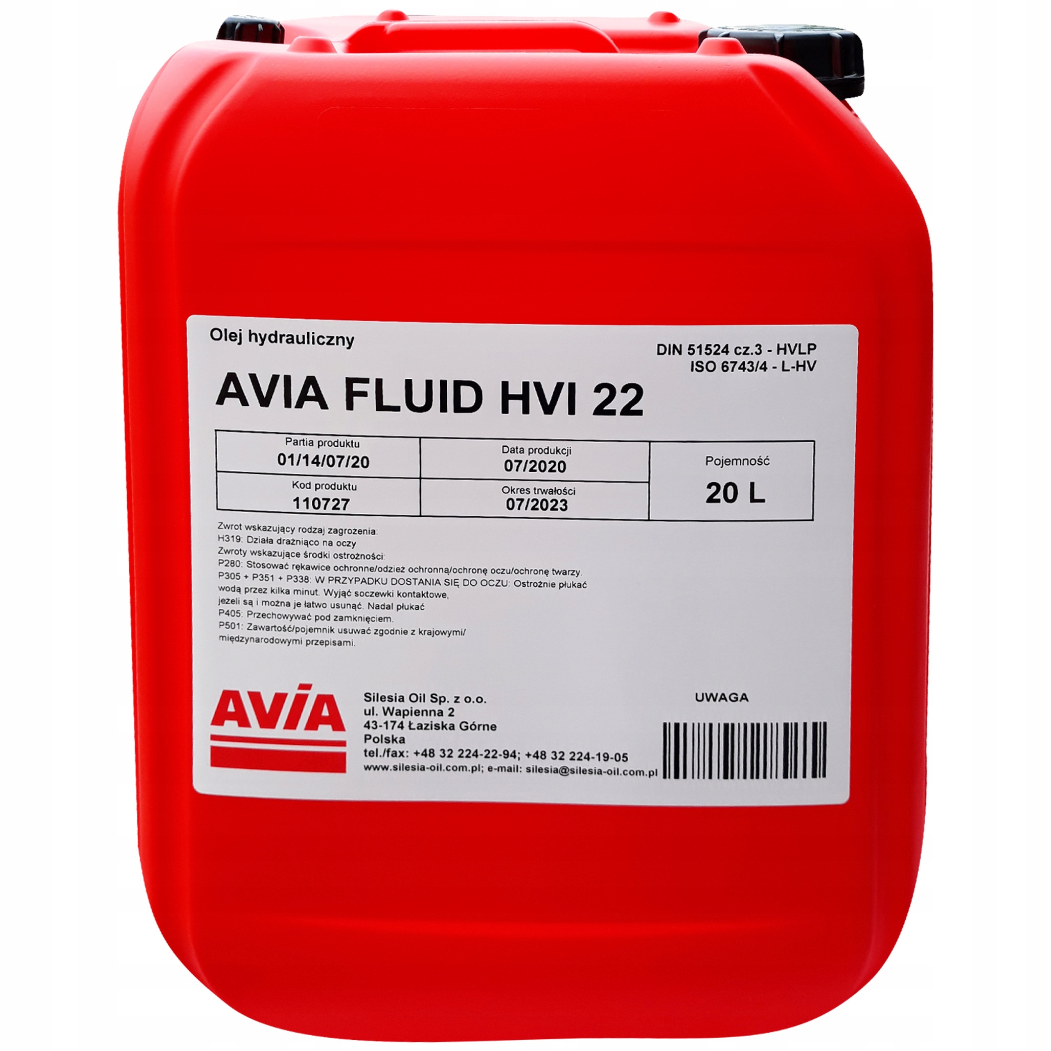 OLEJ HYDRAULICZNY AVIA Fluid HVI 22 - - 20 litrów HV 22