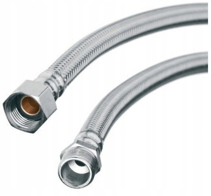 WĘŻYK WĄŻ PRZYŁĄCZENIOWY GW 1/2''x 1/2''GZ 150 CM OPLOTOCIE INOX INVENA