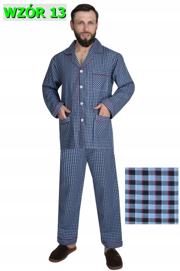 PIŻAMA MĘSKA BAWEŁNIANA BAWEŁNA TKANA r.M FORMAX Długość spodni długie