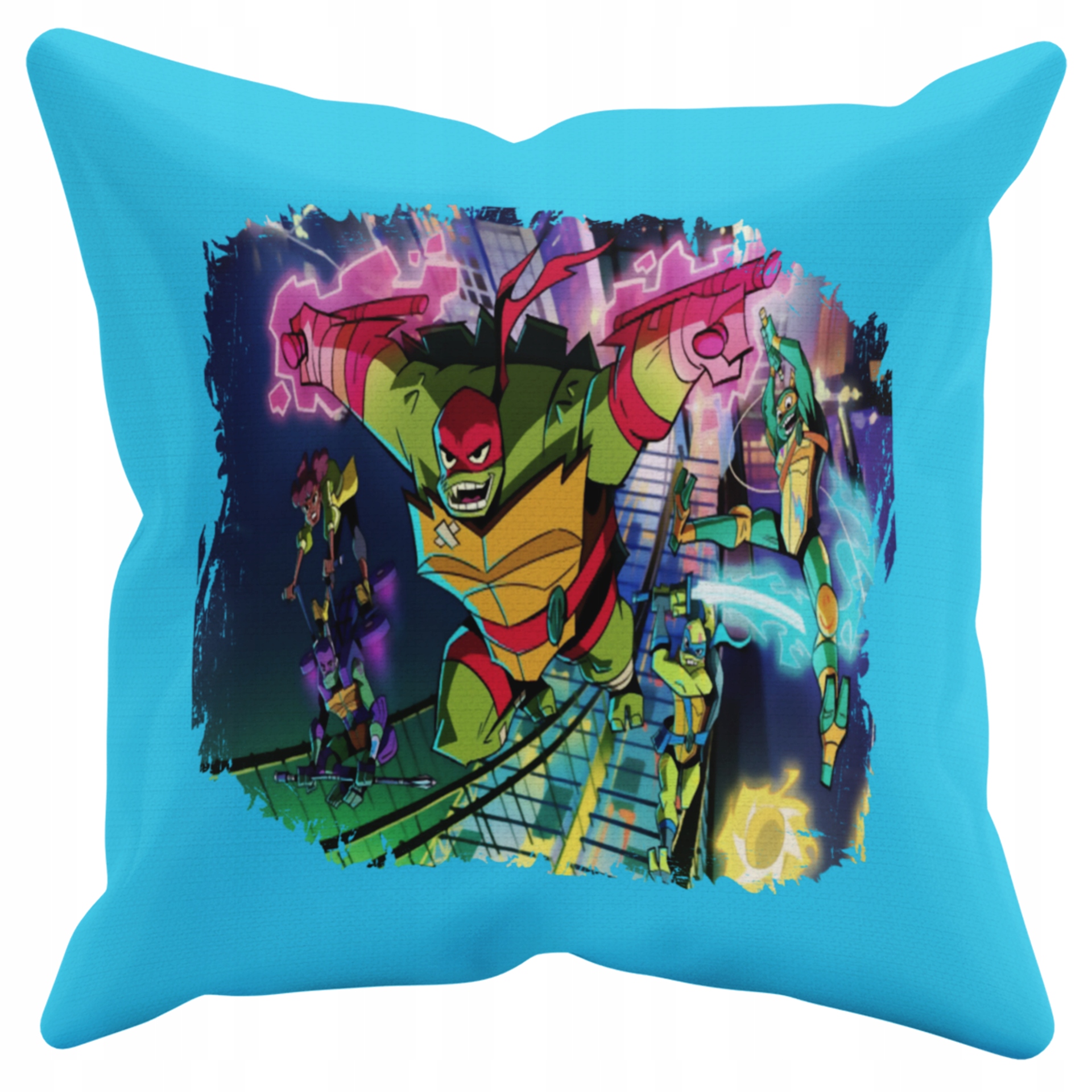 POSZEWKA NA PODUSZKĘ JAŚKA DO PRZEDSZKOLA ŻÓŁWIE NINJA + IMIĘ GRATIS Kolor dominujący odcienie niebieskiego