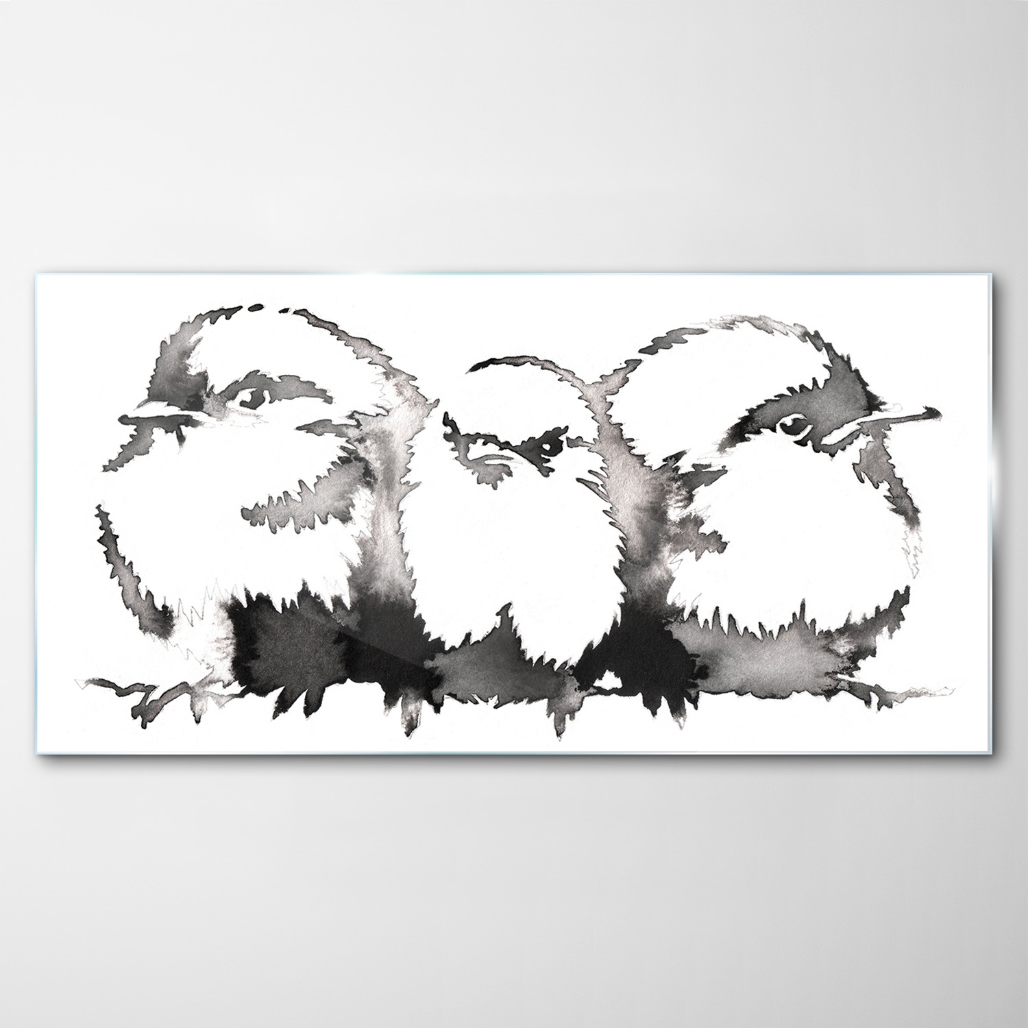 Sklenený obraz Dekor Vtáky Atrament Zviera 140x70
