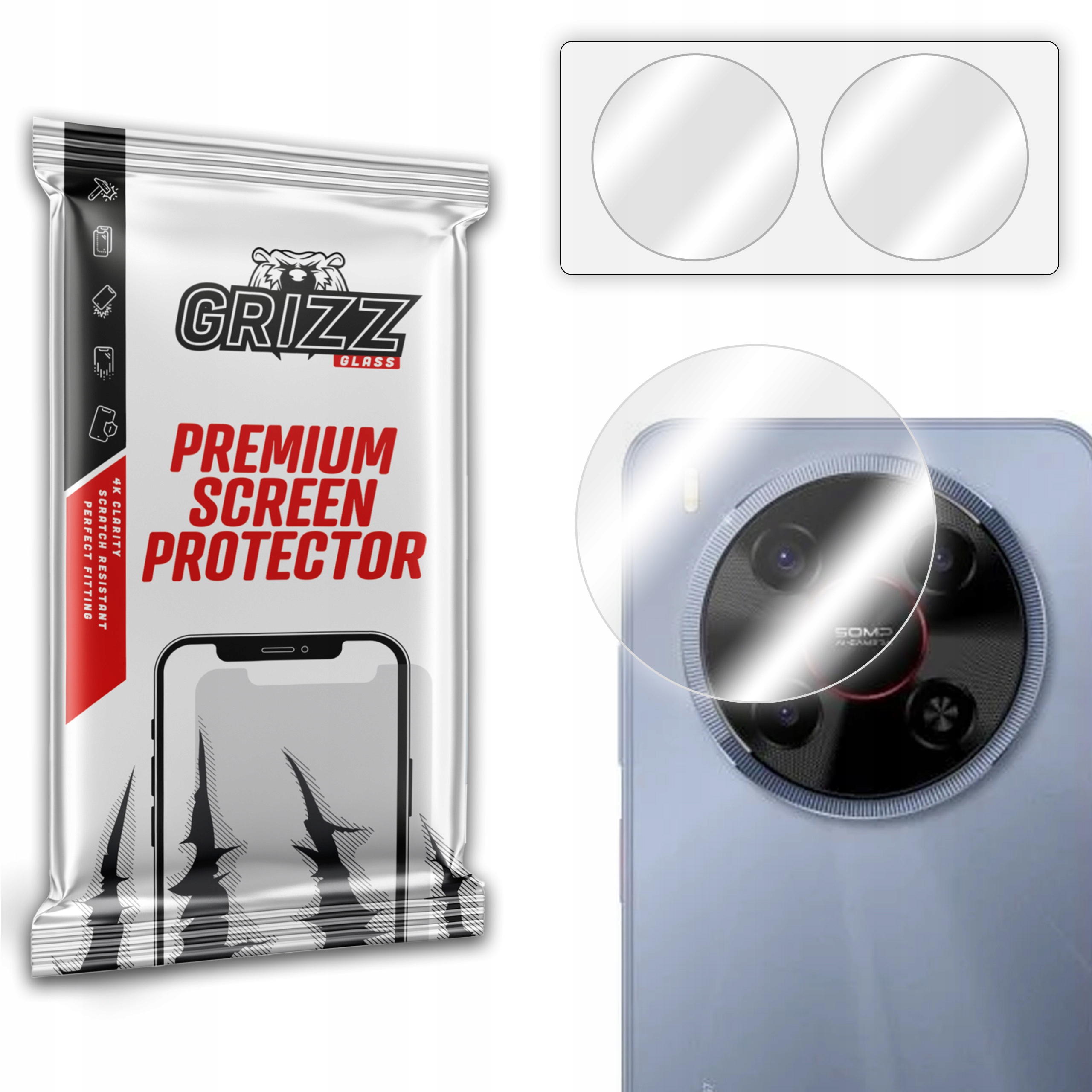 2-PAK Hybrydowe szkło ochronne na aparat do Zte Blade V70 Max