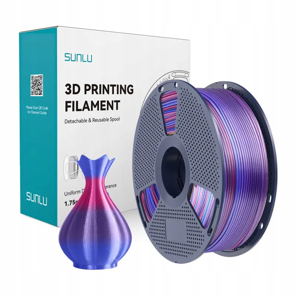 Filament Sunlu Pla+ Silk 1. 75mm 1kg Rainbow 02 Sunlu
