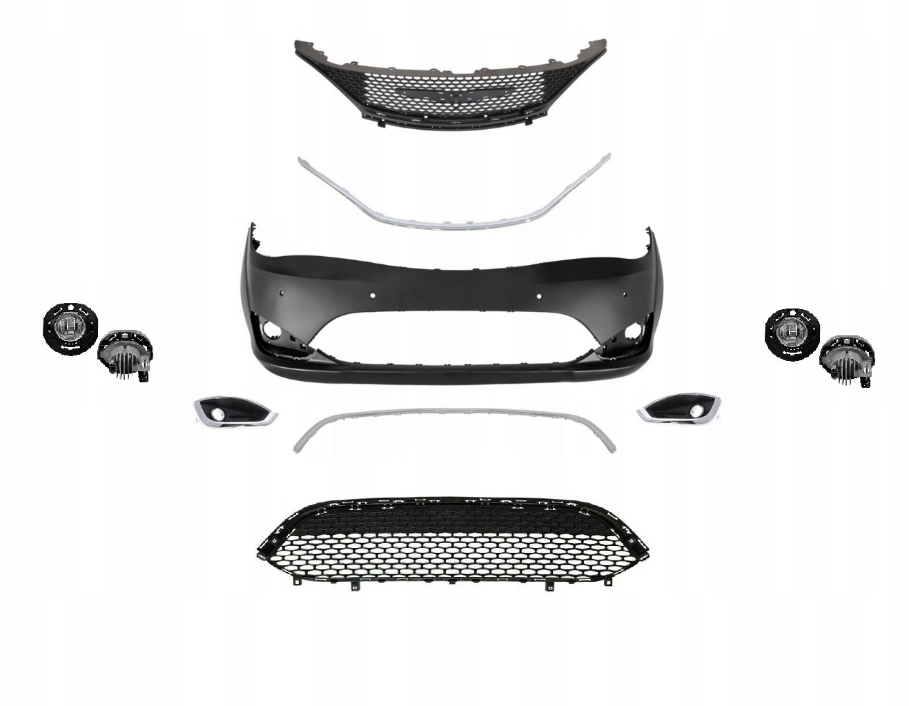 Zderzak przedni kompletny nowy PDC halogeny LED Chrysler Pacifica 2017-2020