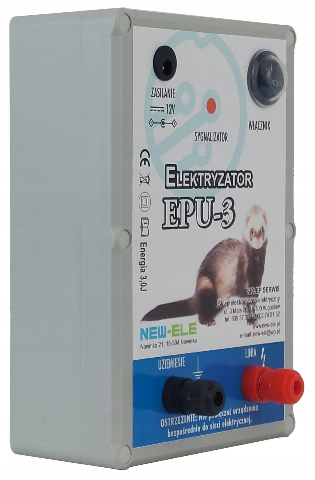 Elektryzator ogrodzeniowy EPU-3 pastuch o mocy 3J Rodzaj uniwersalny