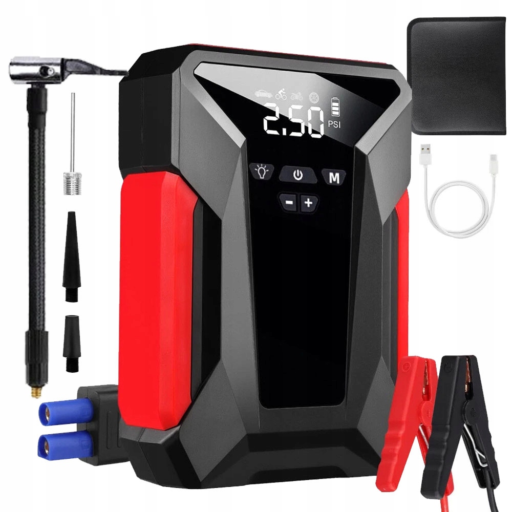 Jump Starter Kompresor Pumpička Rozbeh Booster Powerbank Silná 10000 mAh