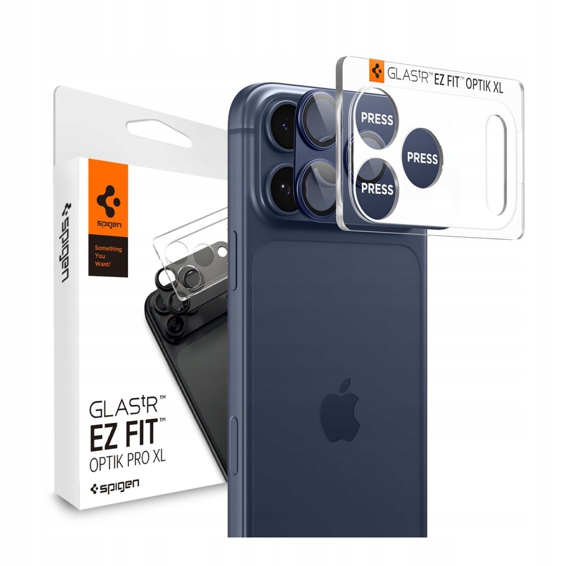 Szkło hartowane na aparat do iPhone 17 Pro Spigen Optik Pro XL niebieskie