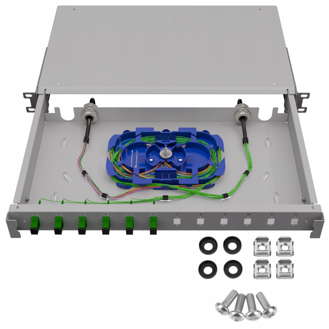Optický přepínač Šuplík Rack 19" 1U pro skříň Rack 12xSC Simplex