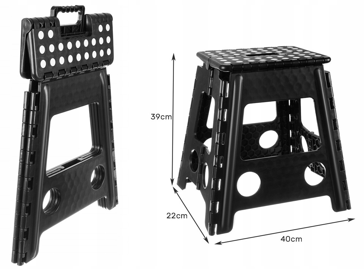 Stołek składany wytrzymały Taboret Podest 39cm Wysokość mebla 39 cm