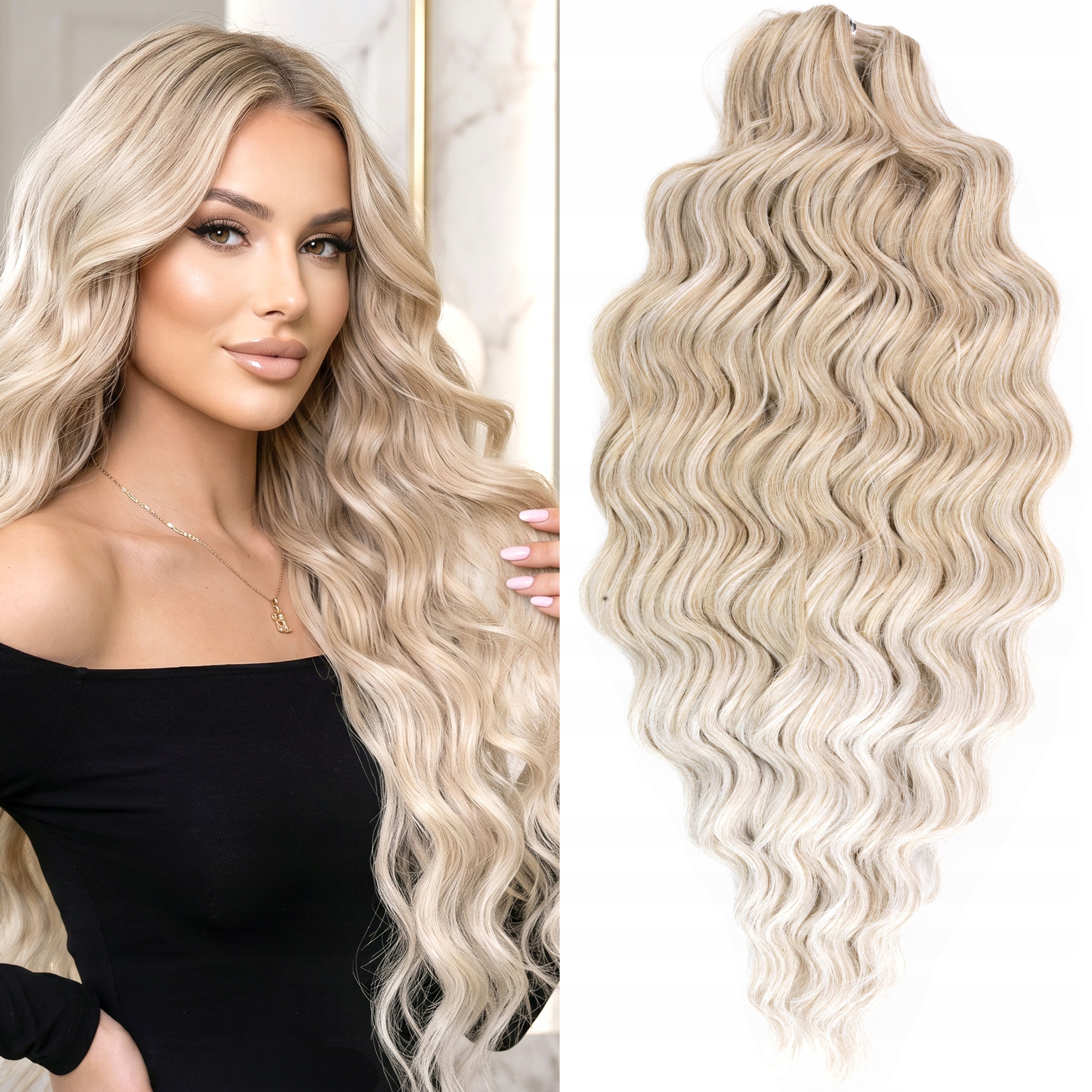 Syntetické vlasy vlna na česání Afroloki Anna světlá blond ombre 300 g