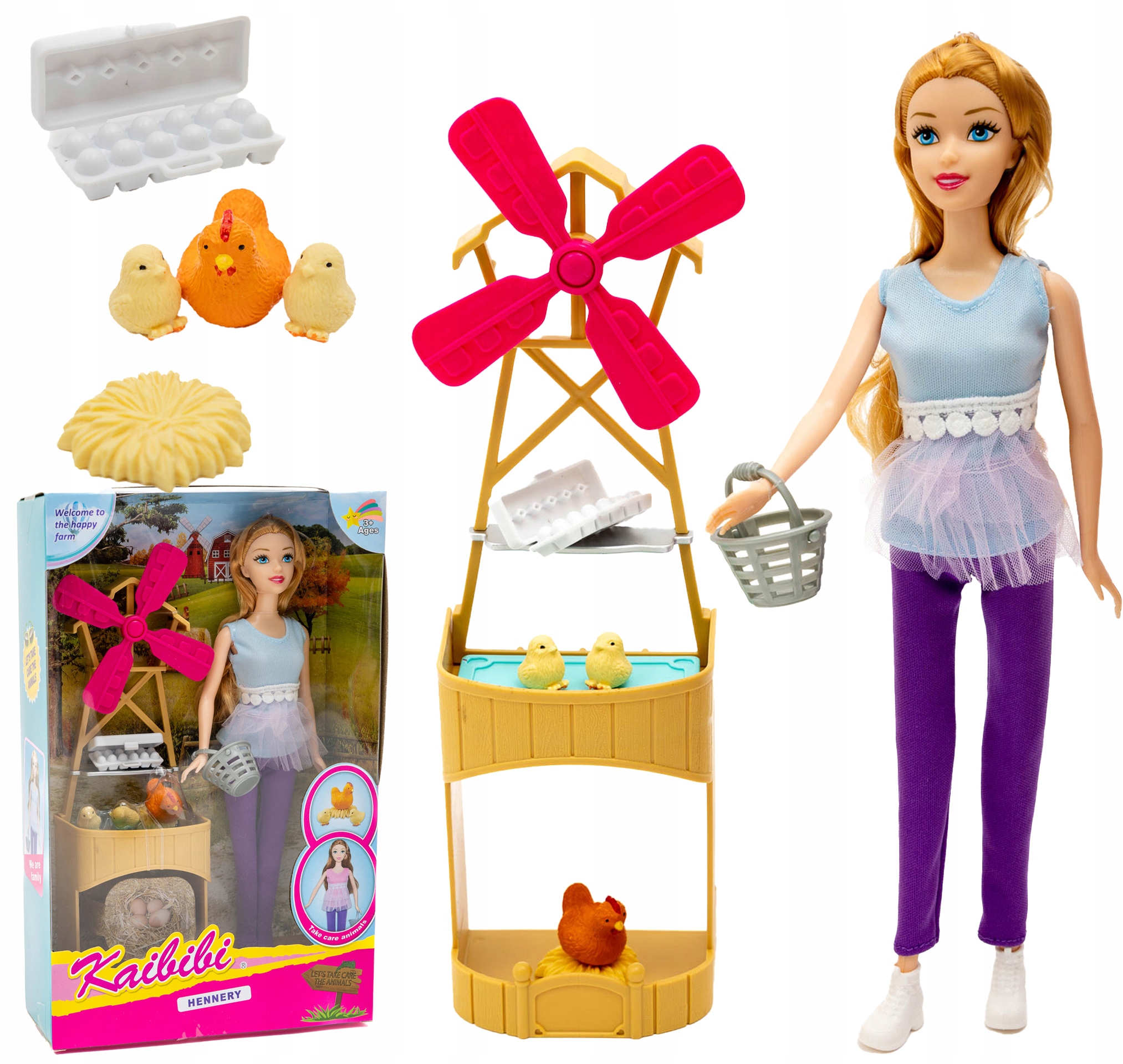 

Lalka Ekologiczna Farma wiatrak kury Akcesoria