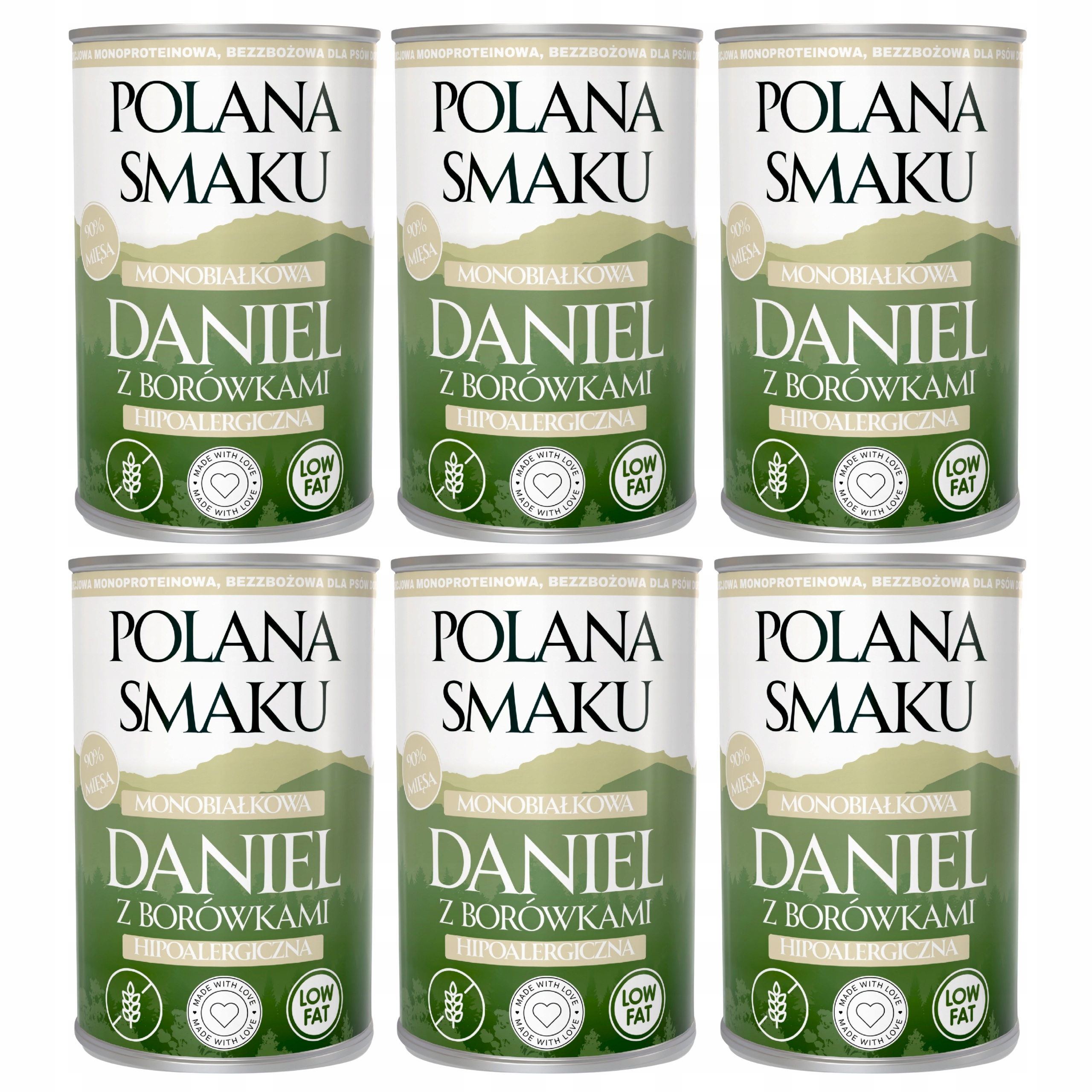 Levně Polana Smaku Vlhké krmivo pro psy Daniel s borůvkami 6 x 400 g Monoproteinové