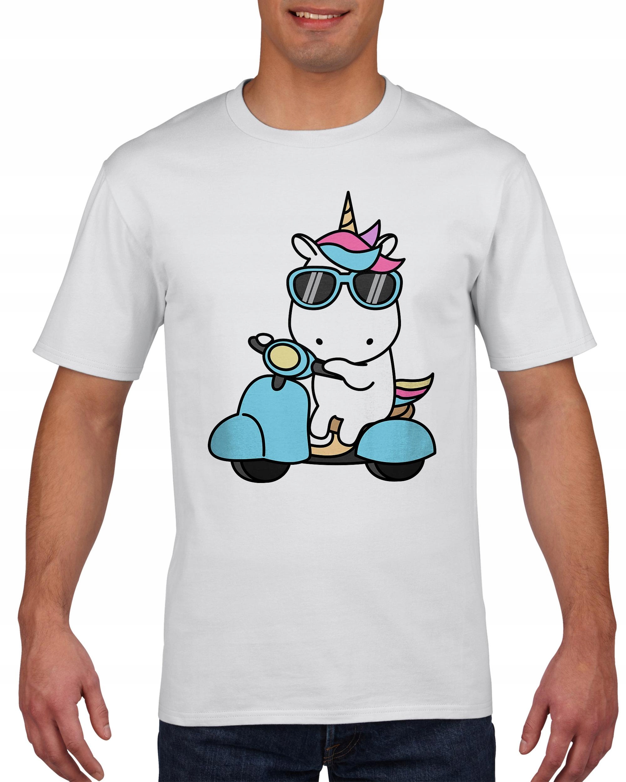

Koszulka męska Unicorn jednorożec na skuterze