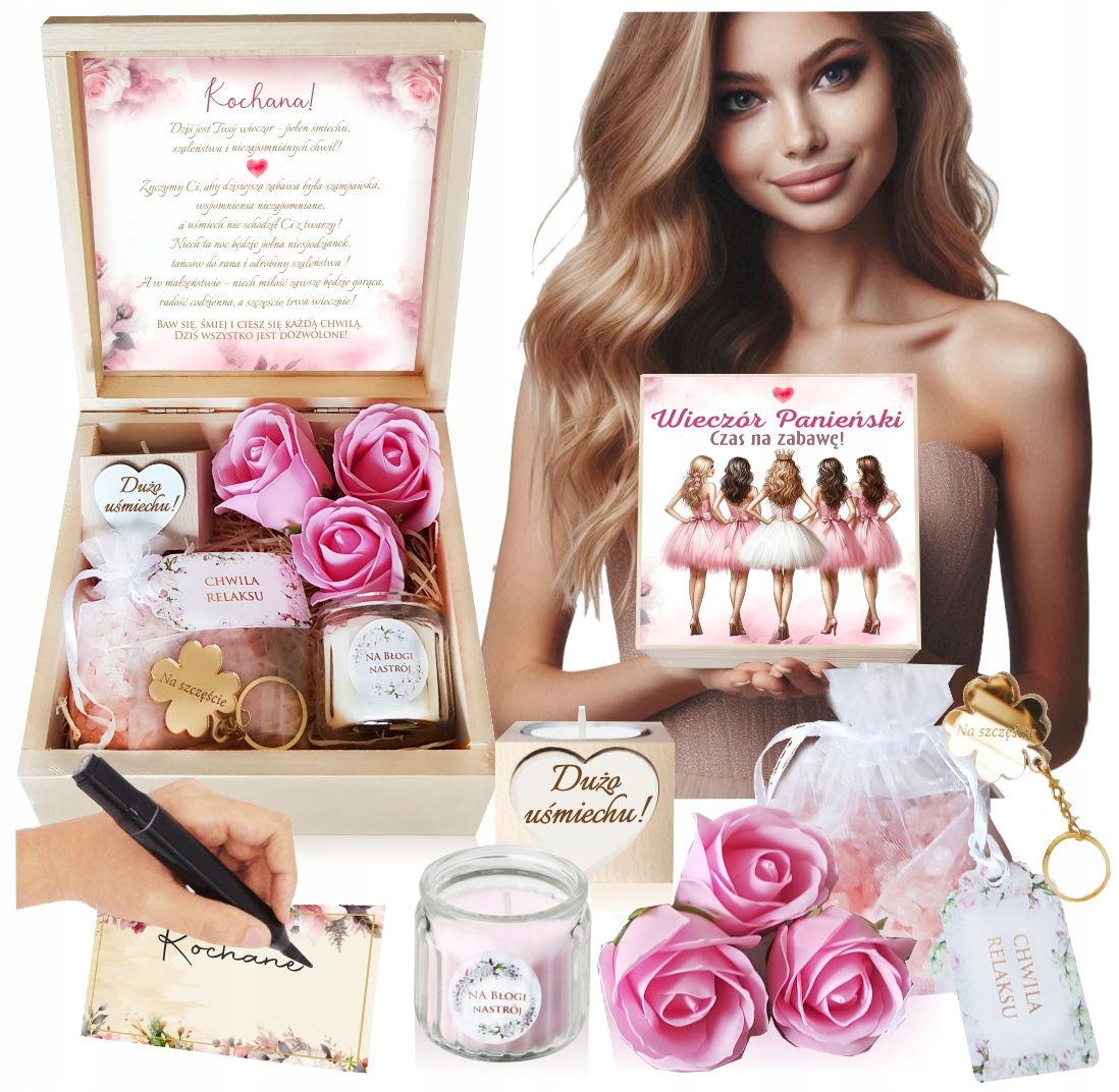 na Wieczór Panieński dla Panny Młodej kosz prezentowy upominkowy