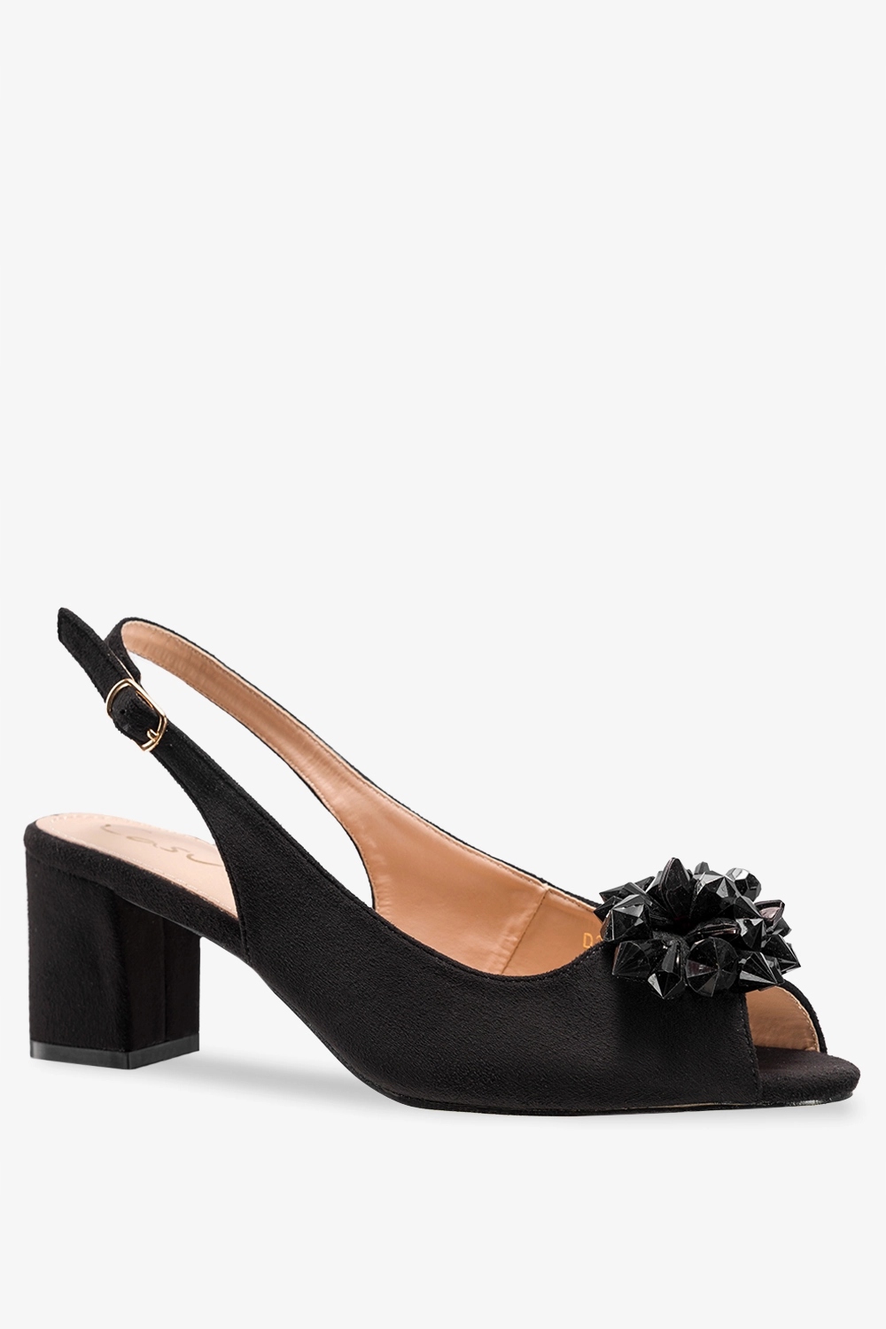 SANDAŁY DAMSKIE ELEGANCKIE NA OBCASIE MODNE KRYSZTAŁKI WKŁADKA SKÓRA r 38 Stan opakowania oryginalne