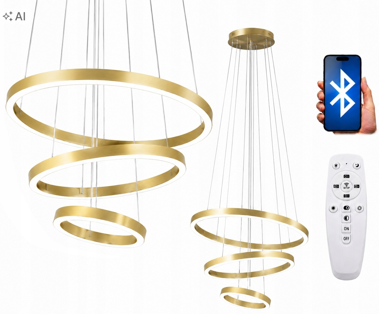 Lampa Led Sufitowa Ringi Złota Antresola 80 60 40 Pamięć Darmat Light 599