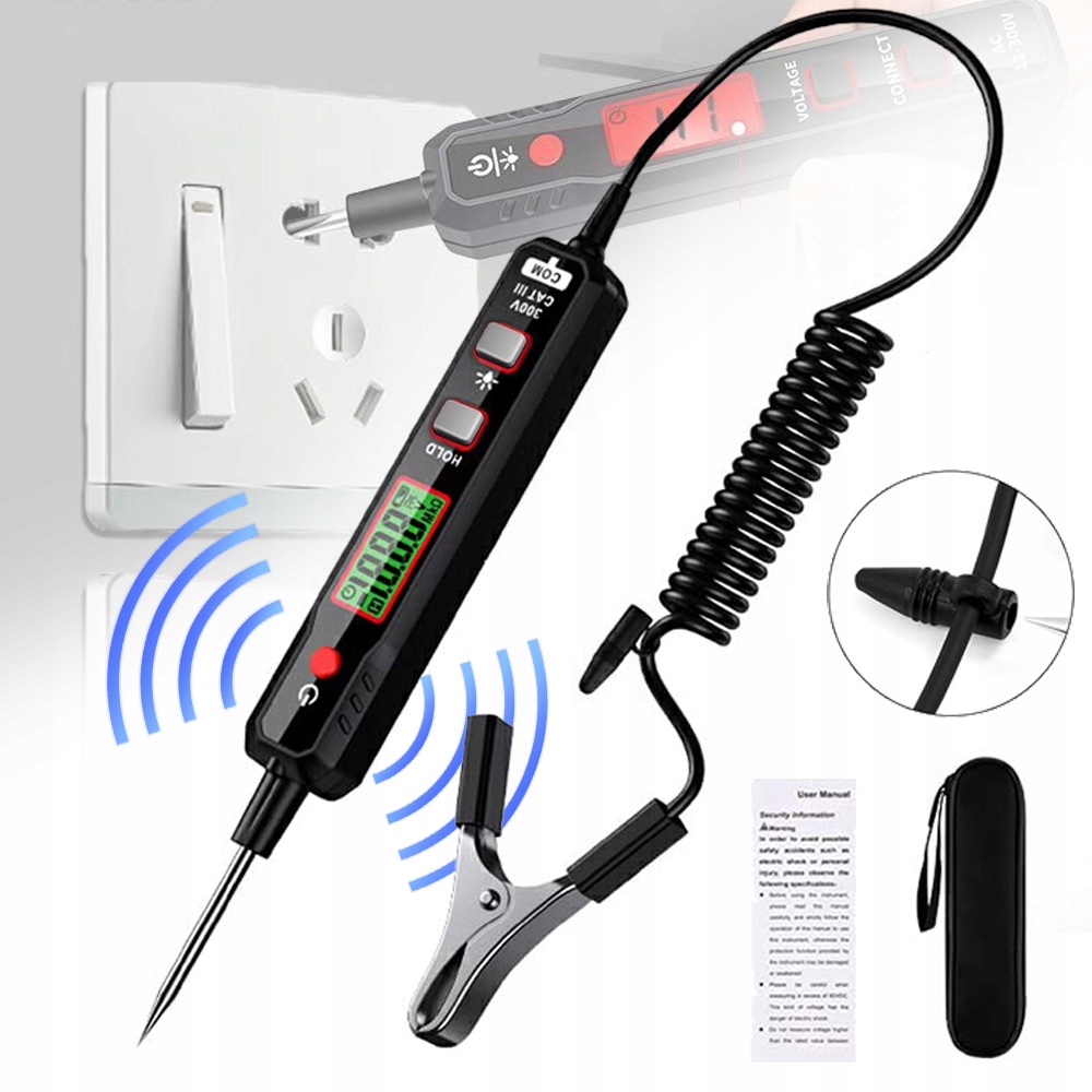 Wielofunkcyjny Tester Obwodów Napięcia Próbnik Samochodowy 0.8-100V Z LCD