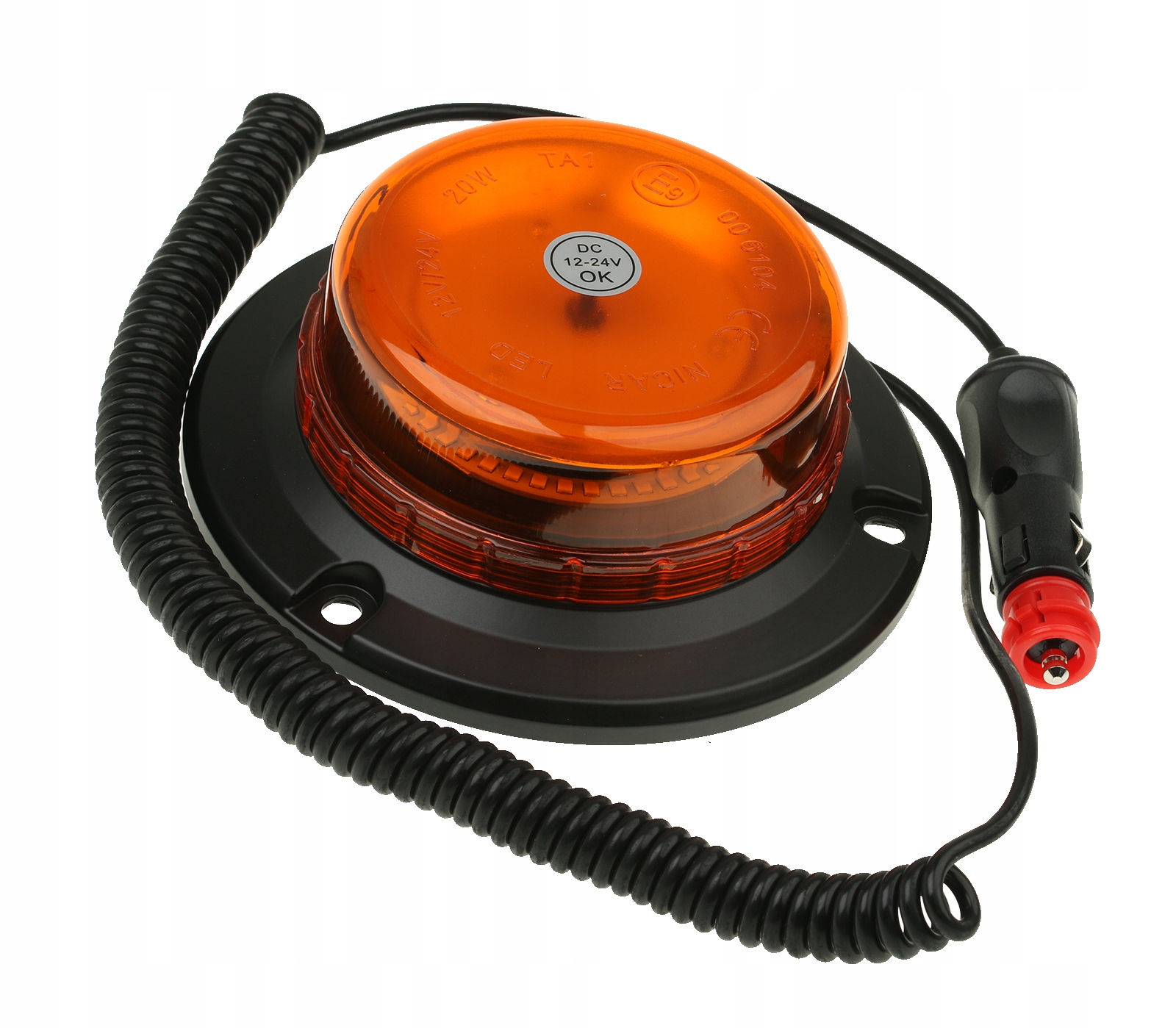 LAMPA OSTRZEGAWCZA BŁYSKOWA KOGUT LED NA MAGNES 12/24V CE WL400LED3W