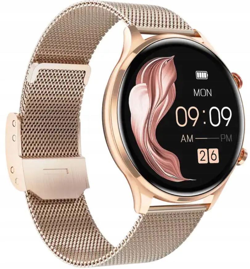 SMARTWATCH DAMSKI Z FUNKCJĄ ROZMÓW CIŚNIENIE PULS POLSKIE MENU 2 paski Komunikacja Bluetooth