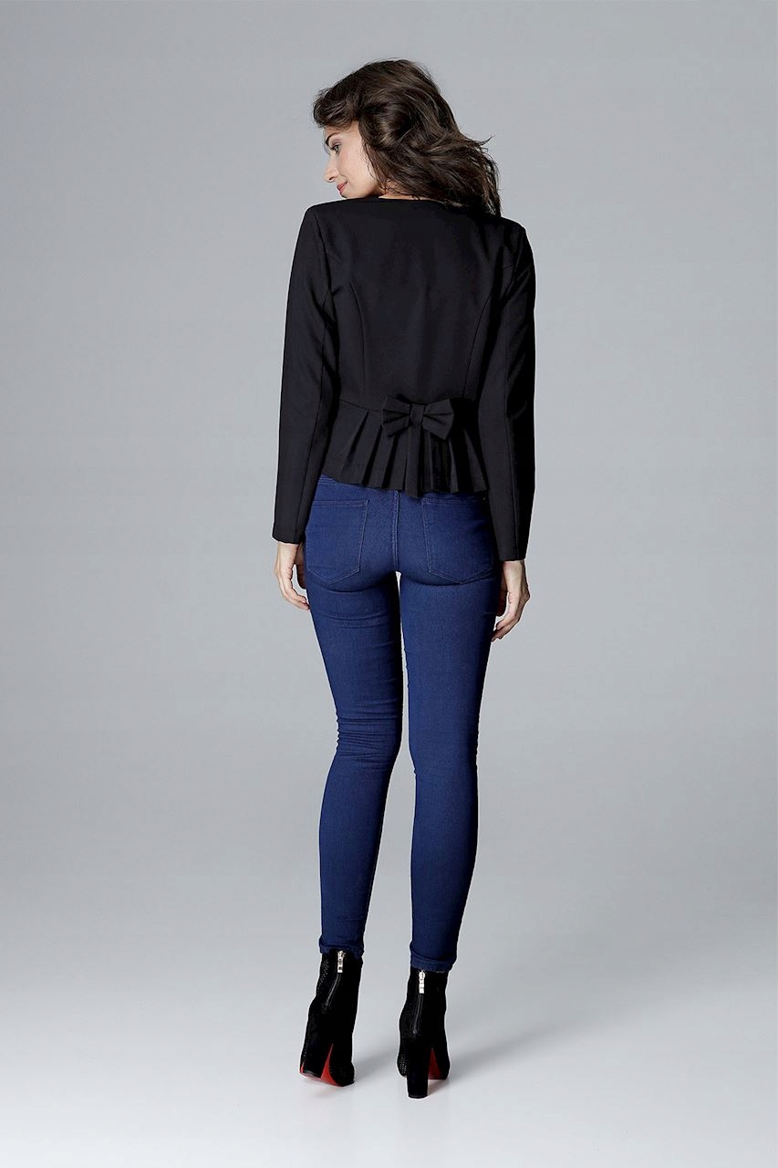 Taliowany żakiet z kokardą Czarny S Marka inna