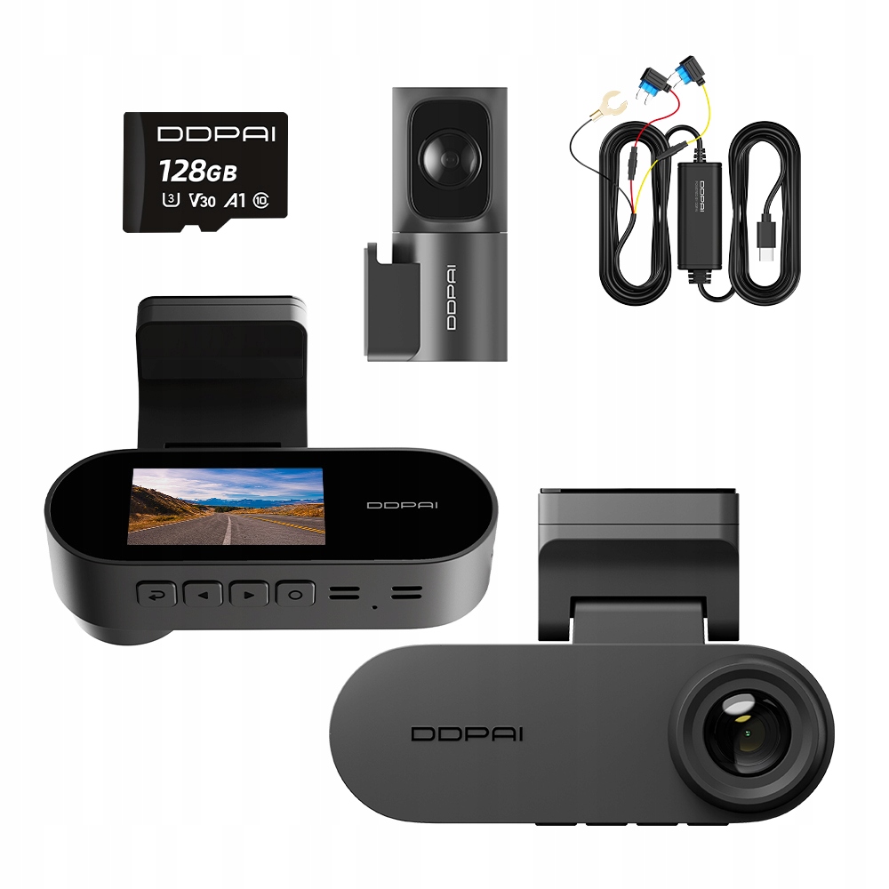 Automobilová Kamera Videorekordér Ddpai N2 Dual 128GB Zadní Hardwire Kit