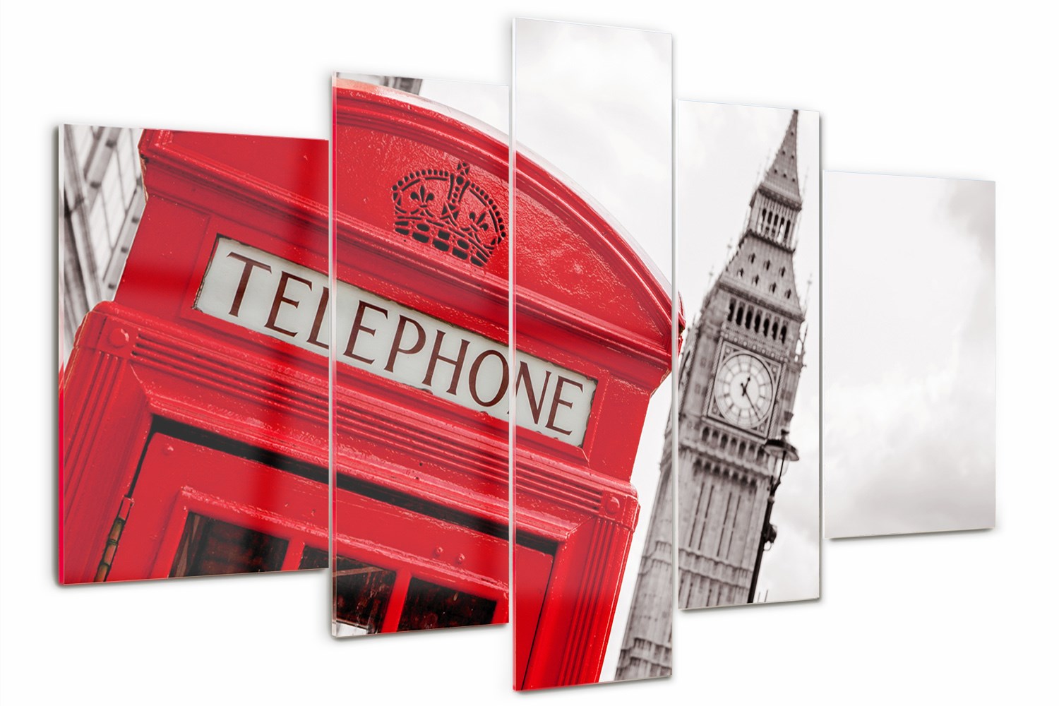 

Obraz szkło tryptyk do salonu Budka telefoniczna