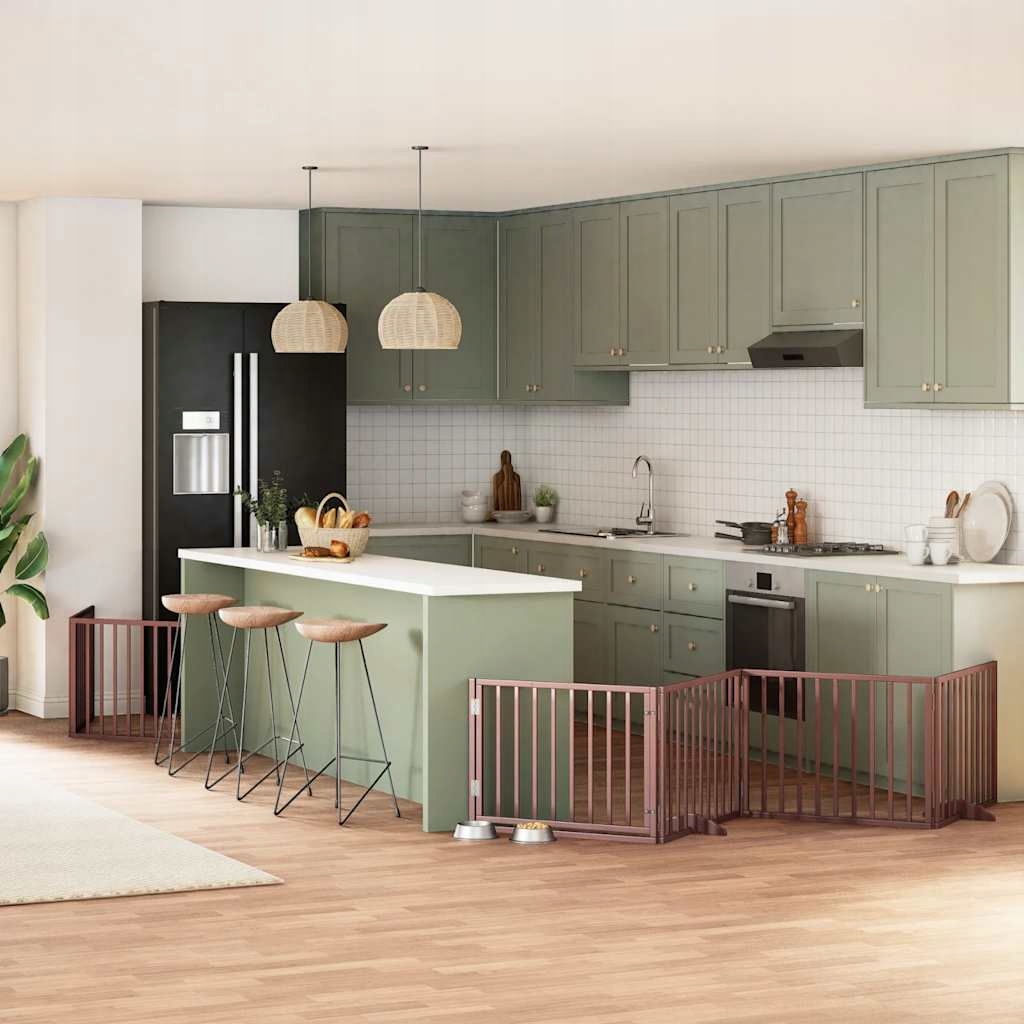 Levně Zábrana Pro Psy S Dvířky Skládací 10 Panelů 800 Cm Topol