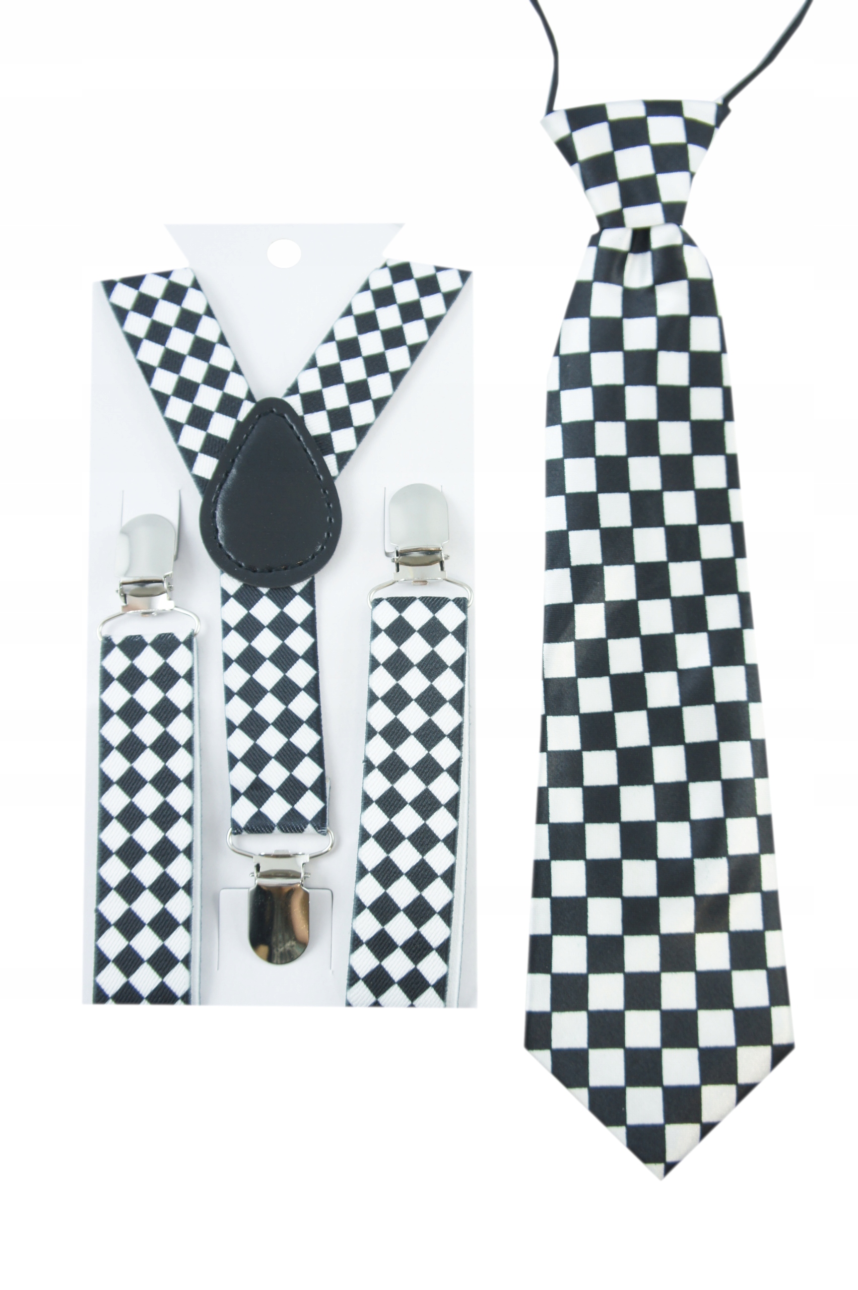 

Szelki i krawat dla chłopca Szachownica Kratka