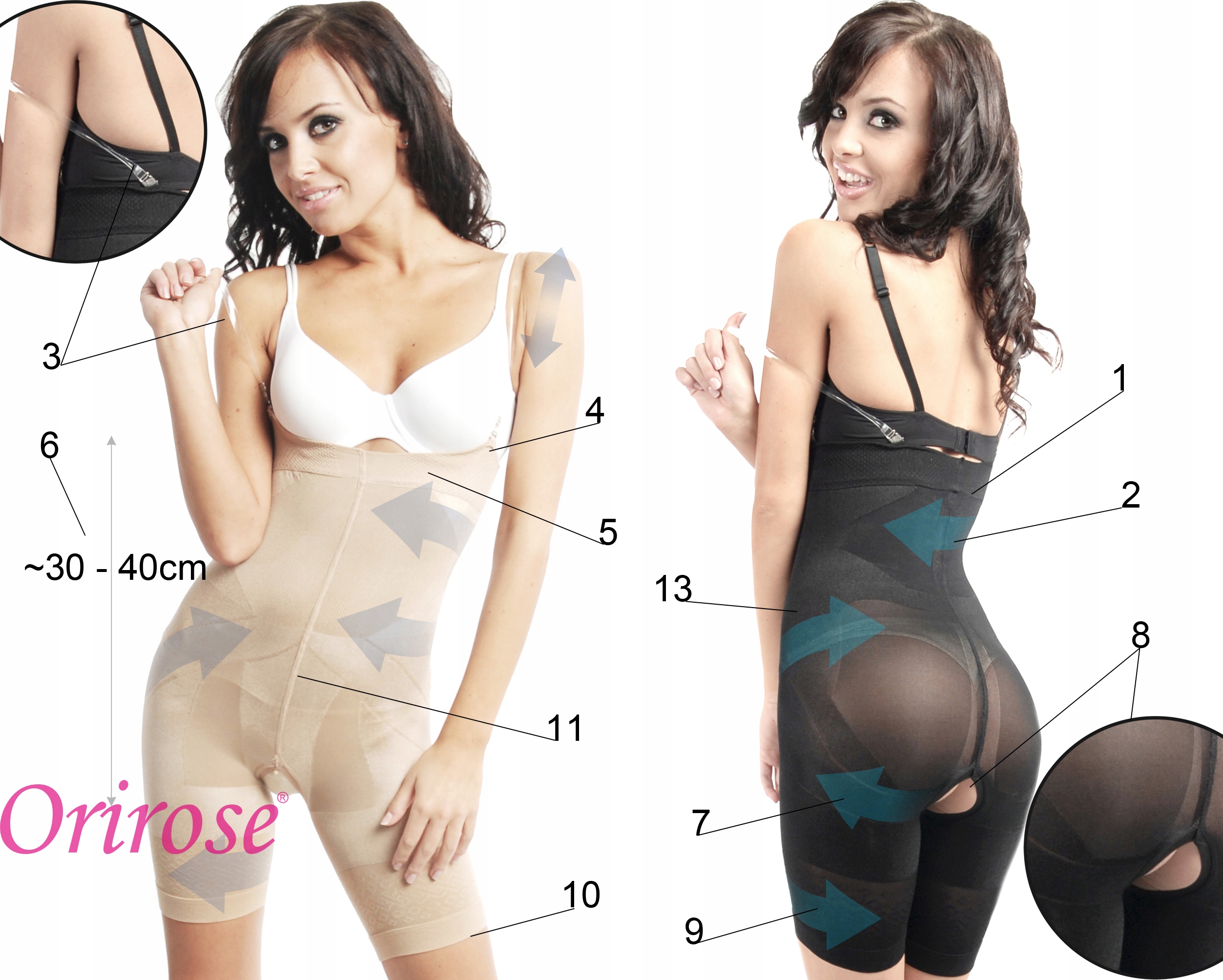 Orirose gorset WYSOKIE Majtki WYSZCZUPLAJĄCE brzuch MODELUJĄCE uda SIZE + EAN (GTIN) 5904139461792