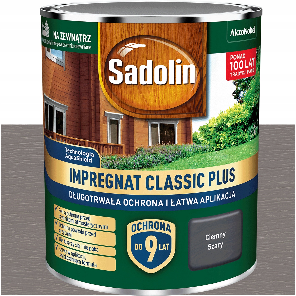 Barva Impregnát na dřevo Sadolin Classic Plus Tmavě šedý 9L