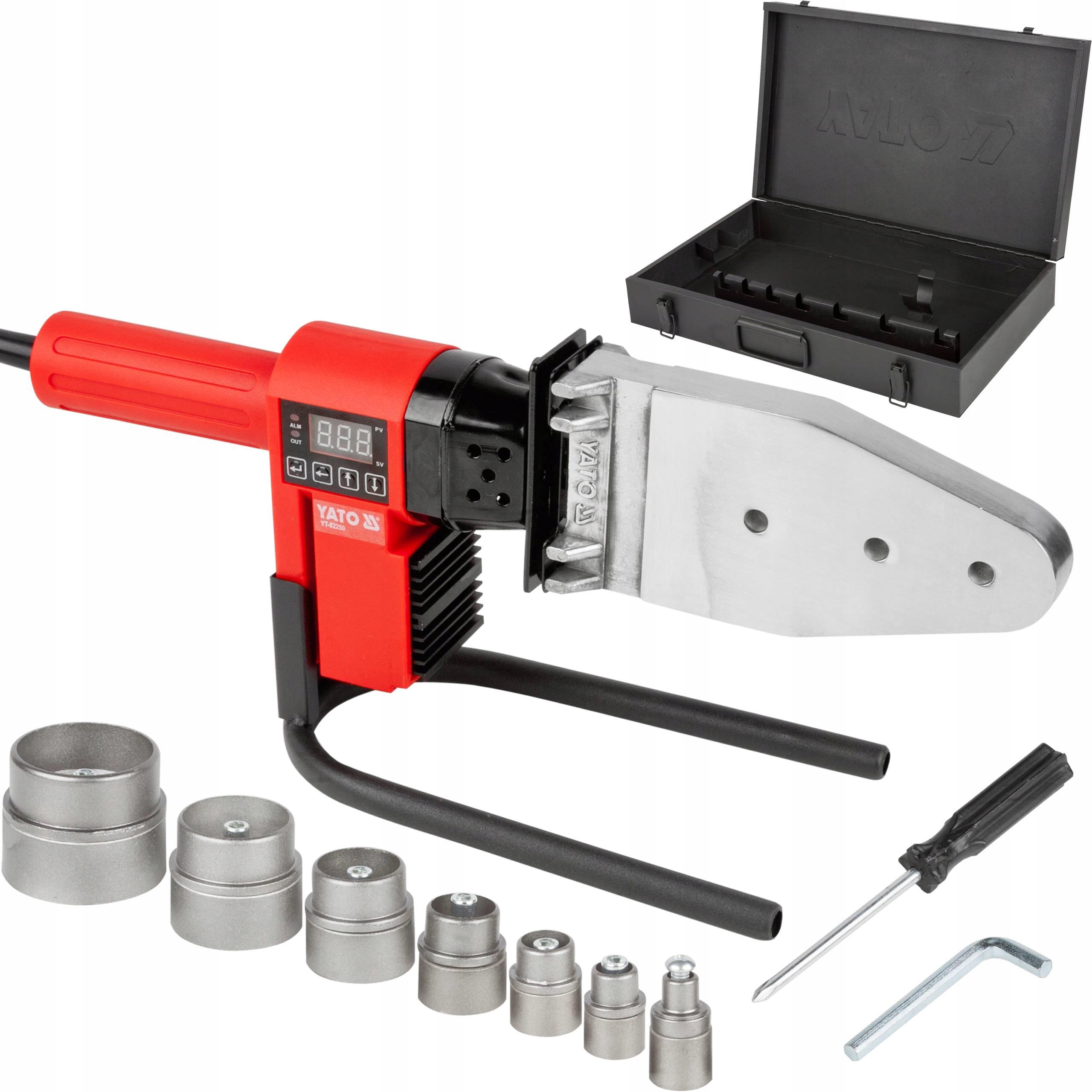 Svářečka na trubky Yato 850W 16-63mm 300 °C s displejem, Kufr YT-82250