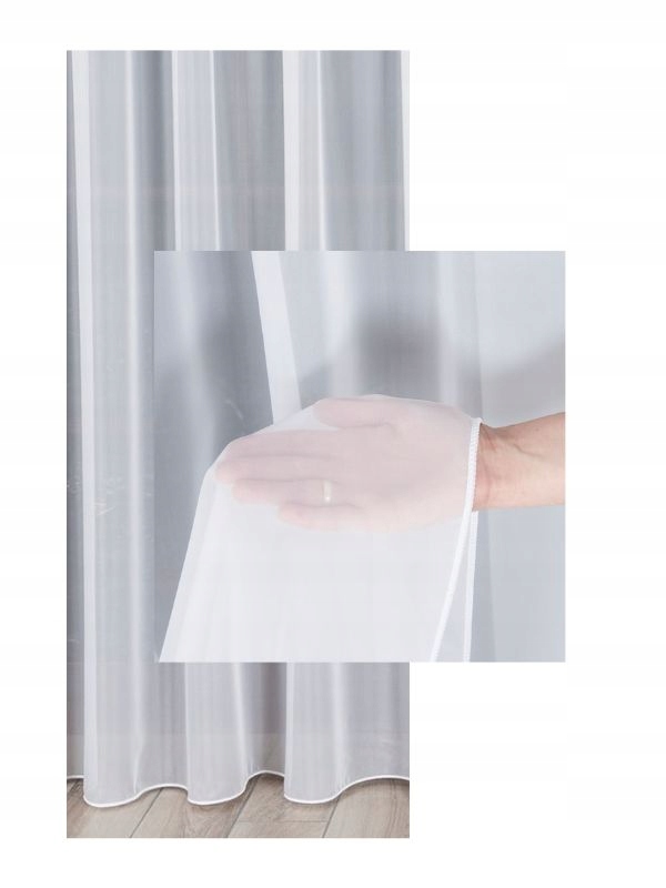 Bílá záclona Záclona Voál Sněhově bílá Lehká s páskou o rozměrech 200 x 300