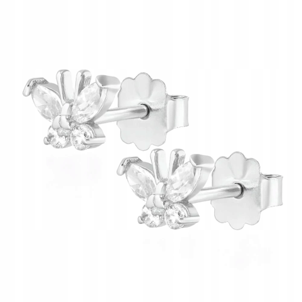 Stříbrné Náušnice Šroubky 925 Motýlci Pro Dívku Na Tyči