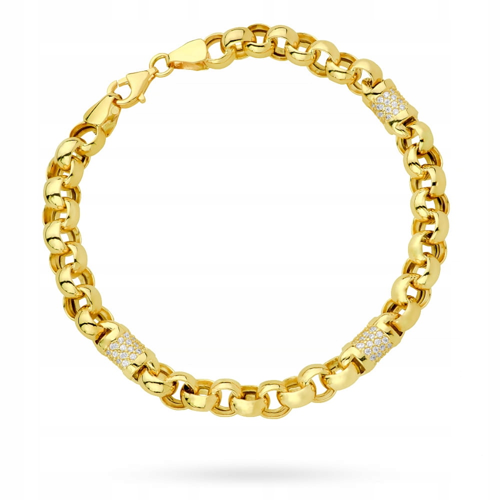 Zlatý náramek 585 s rolovou vazbou osázenou kamínky jako dárek pro maminku