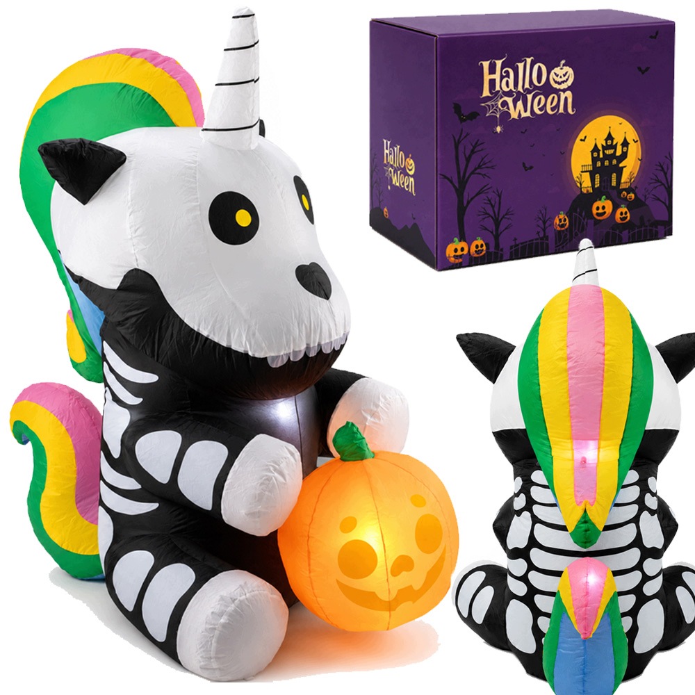 Velká Nafukovací Halloweenská Led Dekorace Svítící Duch Kostlivec 152 CM