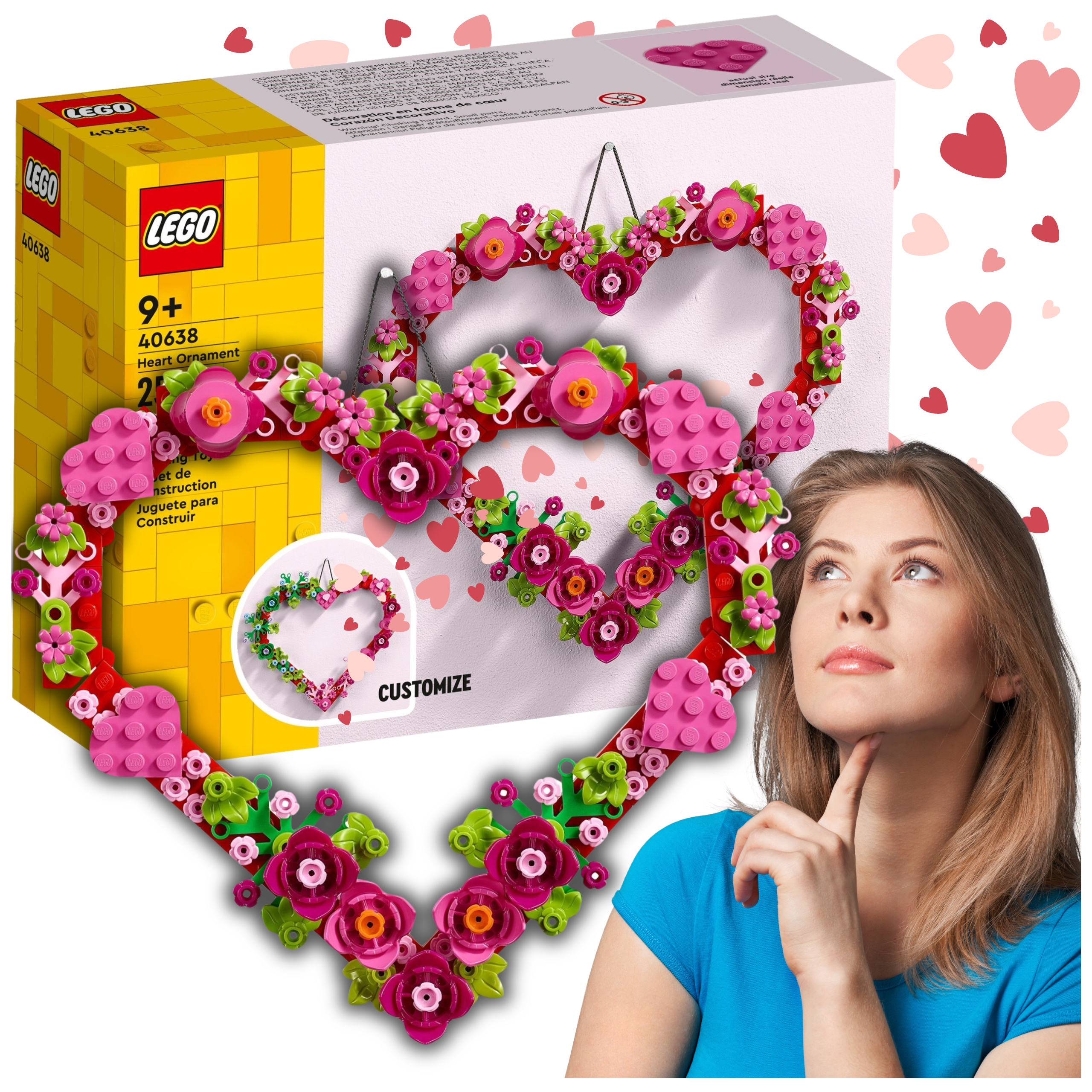 LEGO SERCE KWIATKI RÓŻA CREAROE OZDOBA W KSZTAŁCIE SERCA PREZENT WALENTYNKI