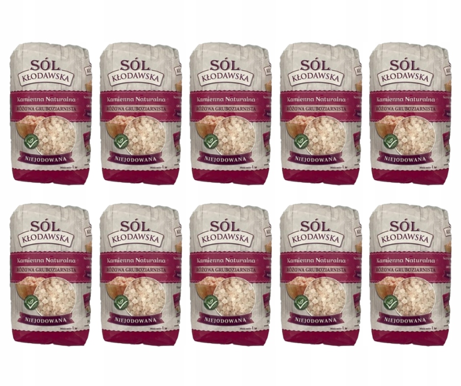 Levně Kamenná sůl růžová hrubá Kłodawa 10x1 kg