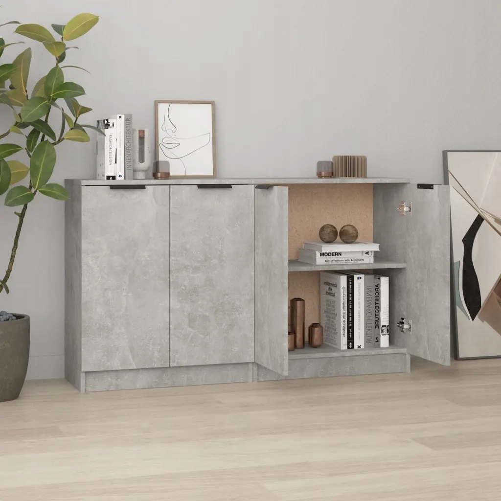 Příborníky 2 ks betonově šedé 60 x 30 x 70 cm kompozitní dřevo Šedá 3115775