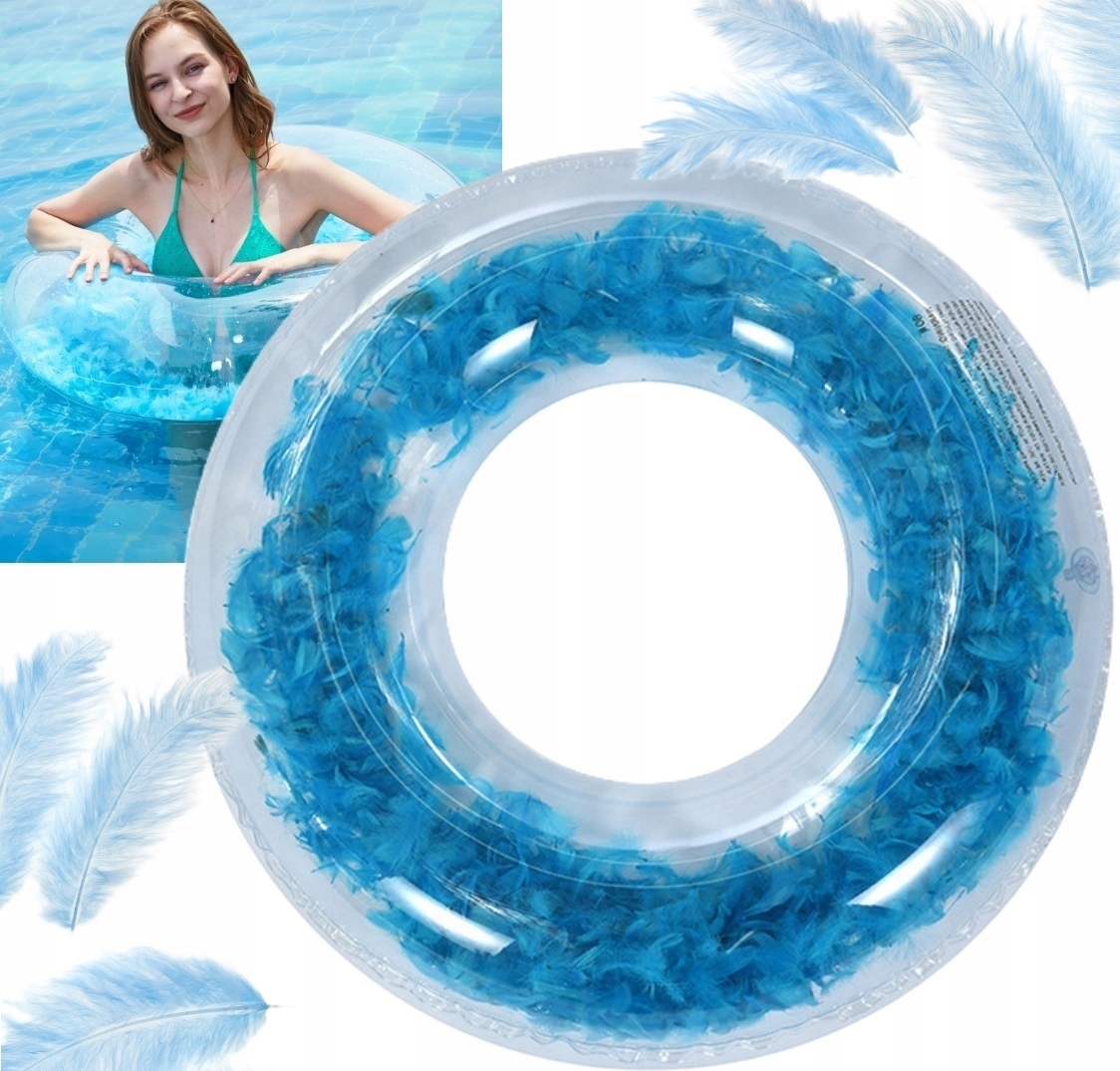 KOŁO KÓŁKO DO PŁYWANIA DMUCHANE Z PIÓRAMI PIÓRKA DUŻE 90CM