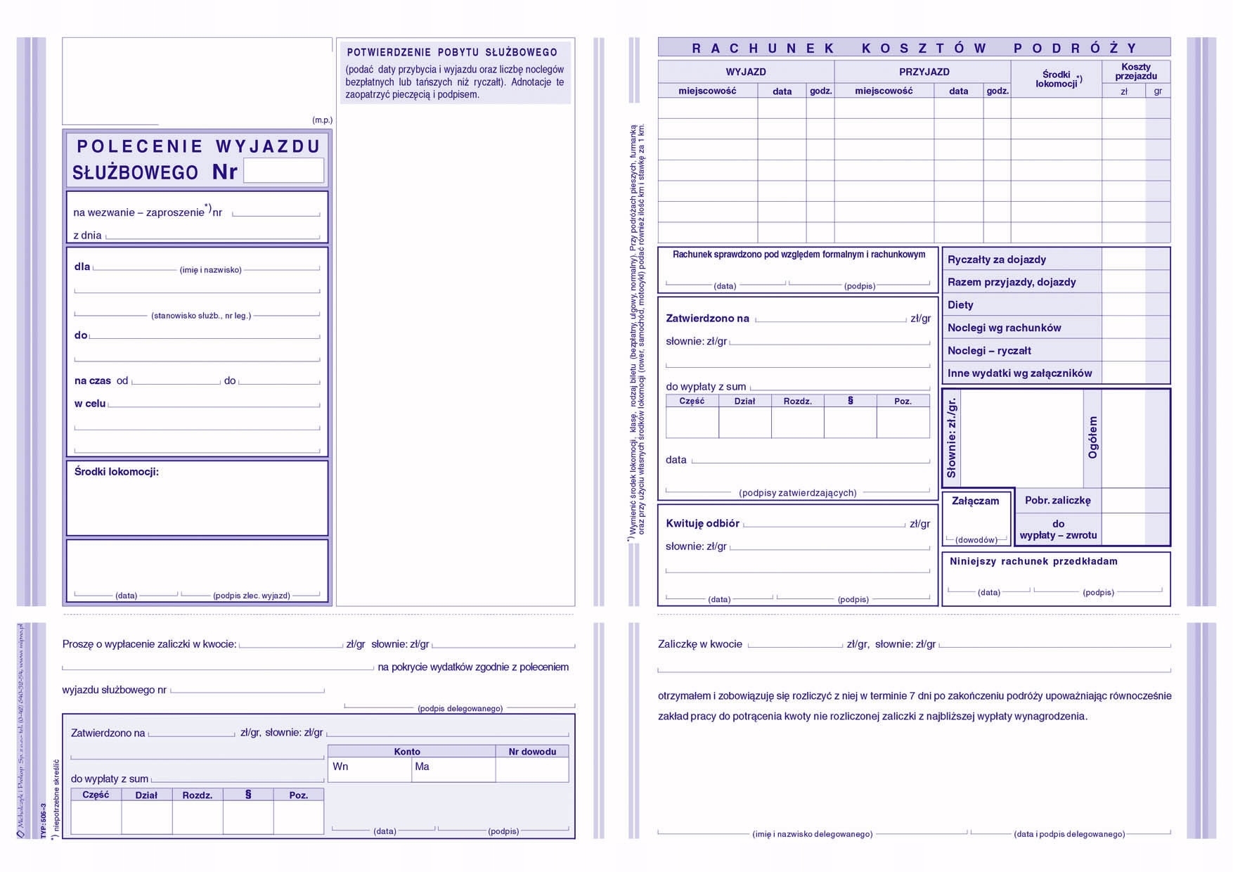 POLECENIE WYJAZDU SŁUŻBOWEGO A5 505-3