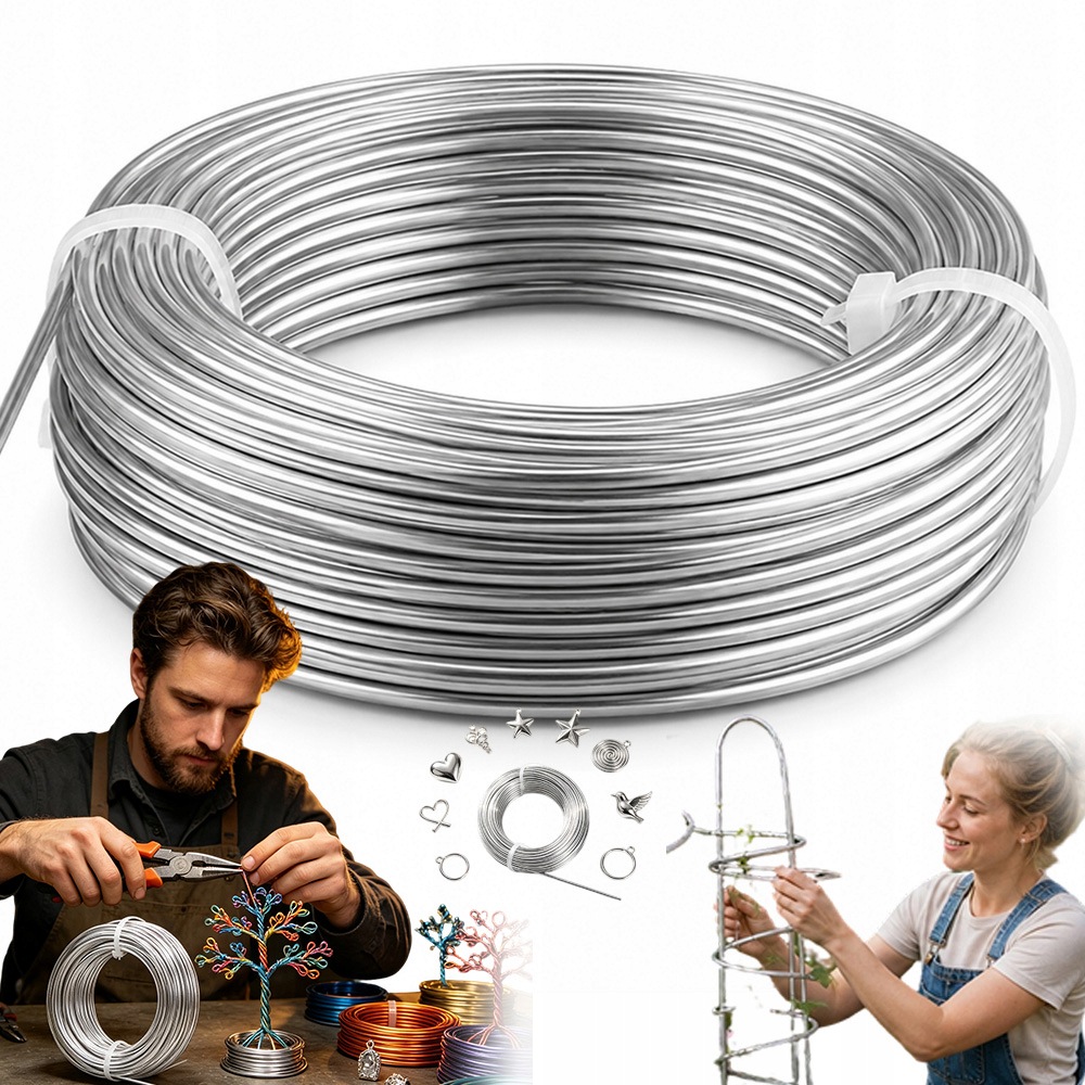 Dekorativní Hliníkový Drát Pro Kreativní Práce Ø 3 MM X 30 M, Stříbrný