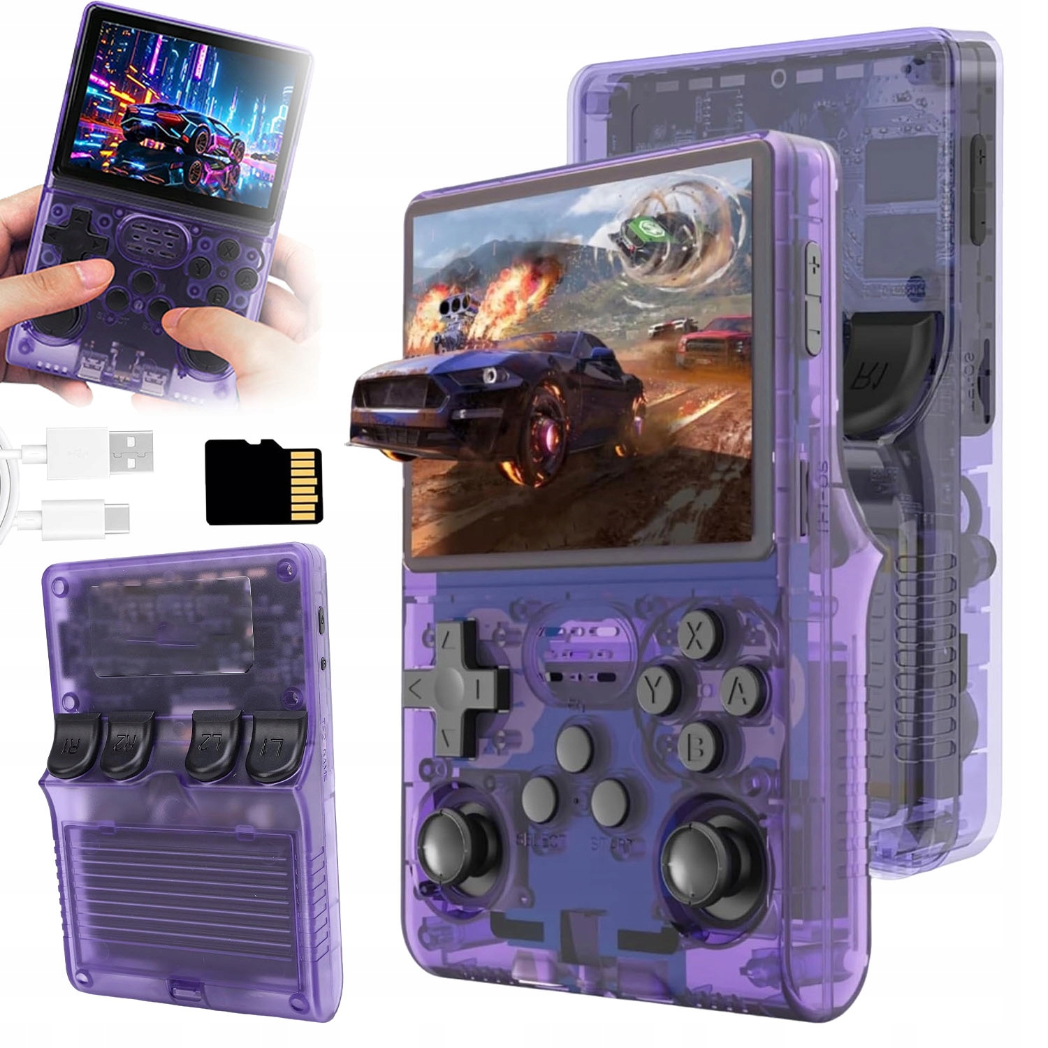 Herní Konzola Retro Tf 256 Gb 3,5'' Fialová R40s Ips 3800MAH 640*480P