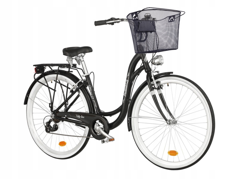 Rower miejski Indiana Moena 28 cali damski Czarny Koszyk VKS-105 Stalowy