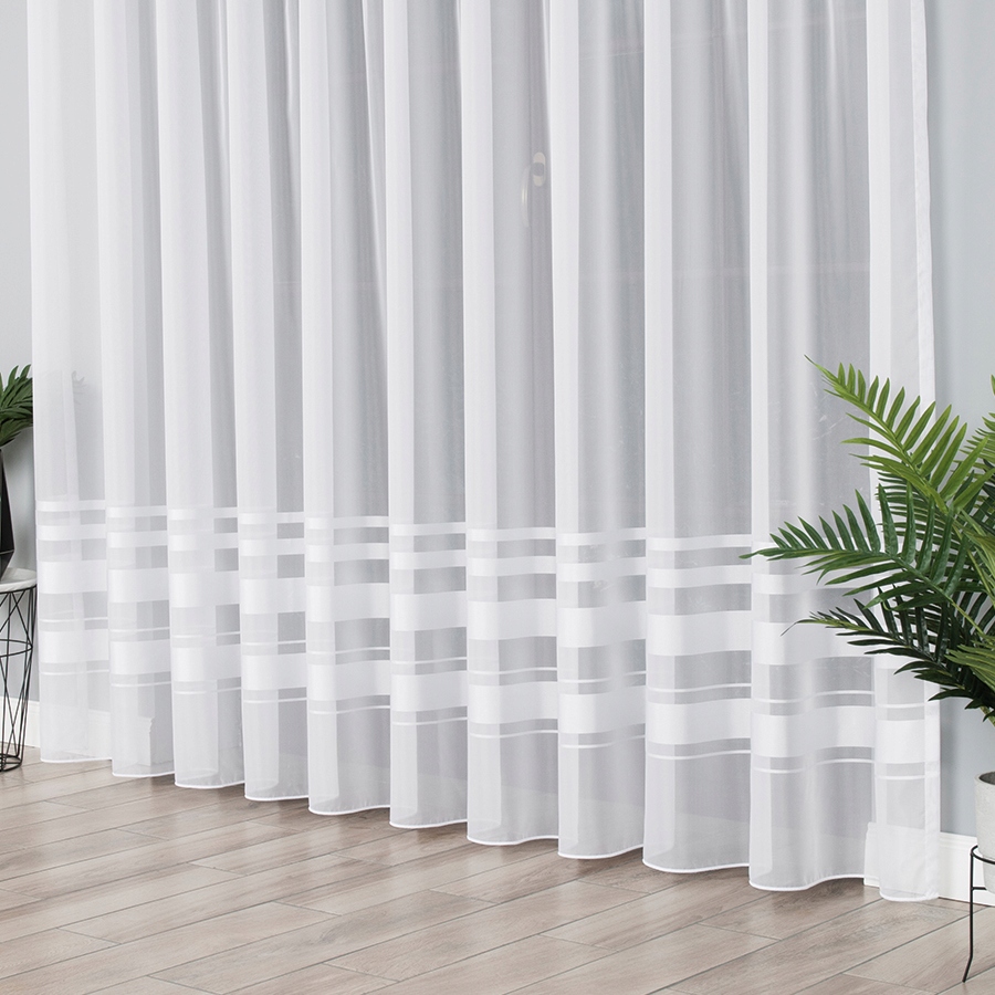 

Firana Woal Pasy Z Obciążnikiem 290 cm. Biel