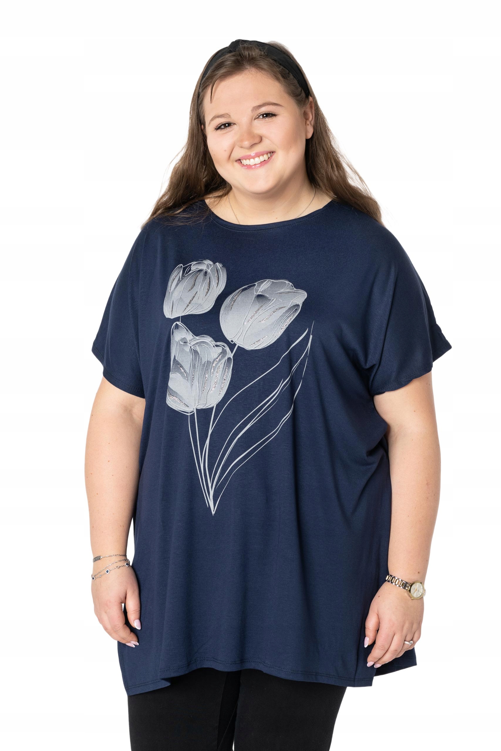 

Duża Długa Bluzka Damska Tunika Oversize Top 653-2