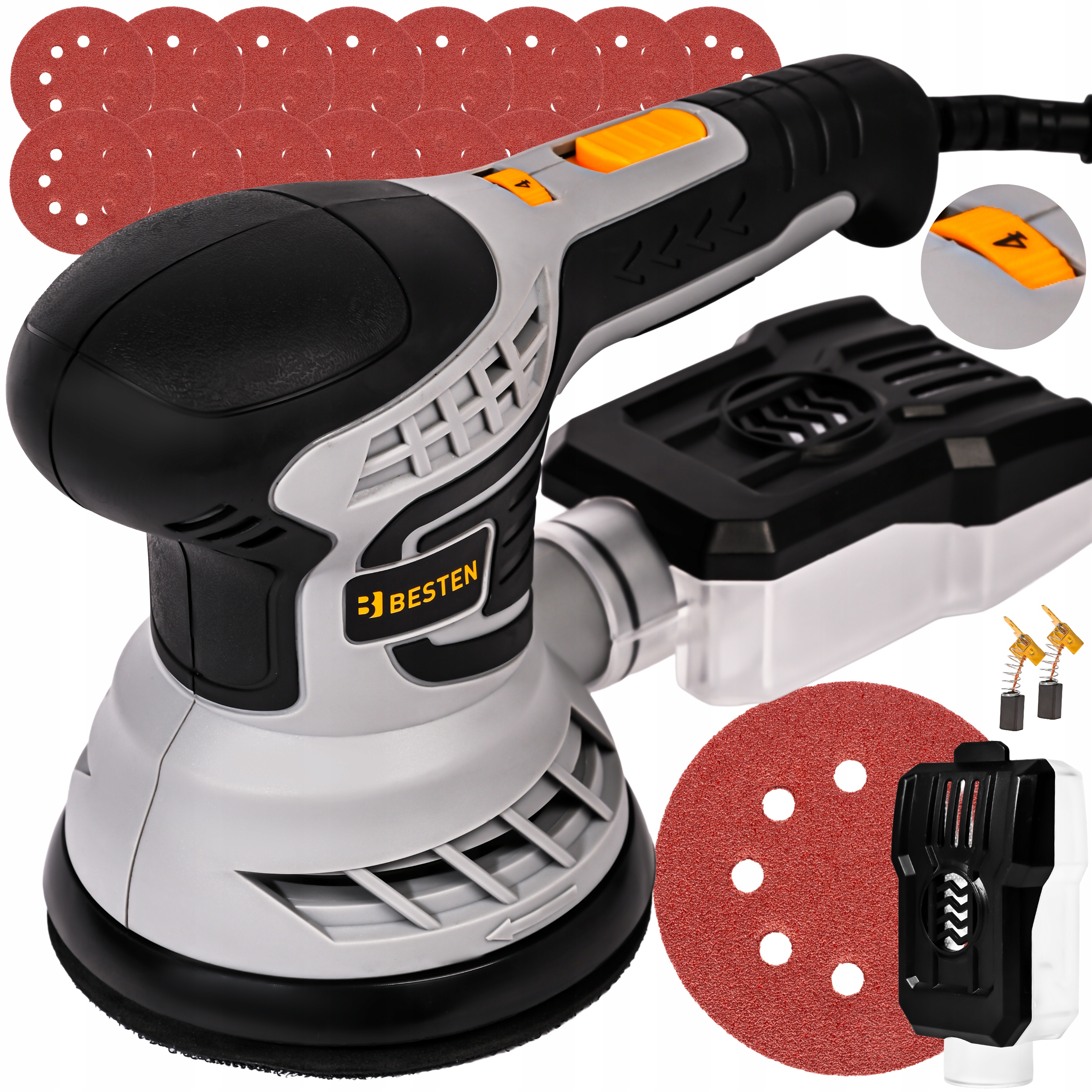 Szlifierka Mimośrodowa Oscylacyjna Elektryczna 125mm Regulacja 16x Papier