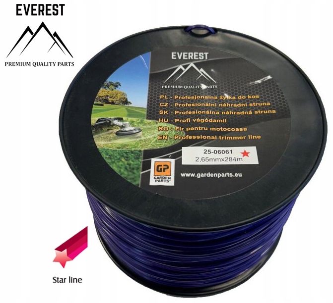 Žací Struna Hvězdička 2,65 mm 284 M Fialová Profesionální Everest