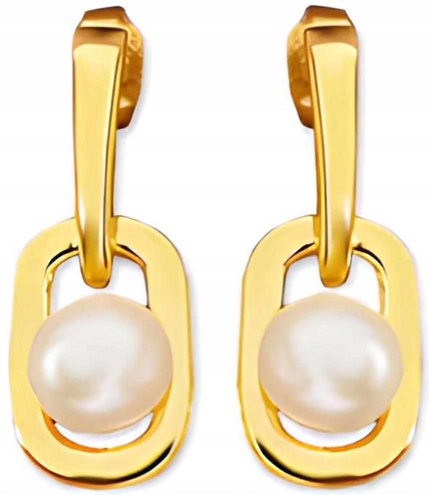 Stříbrné náušnice 925 pozlacené s přírodní perlou, kulička